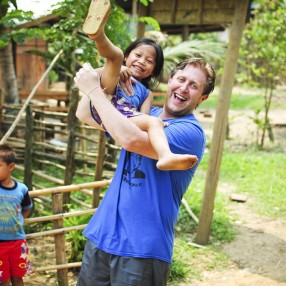 Brad with "Monster," one of the first students at the Phatheung pre-school in Laos