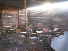 Interior of a temporary classroom in Lacal Tzucubal, Guatemala